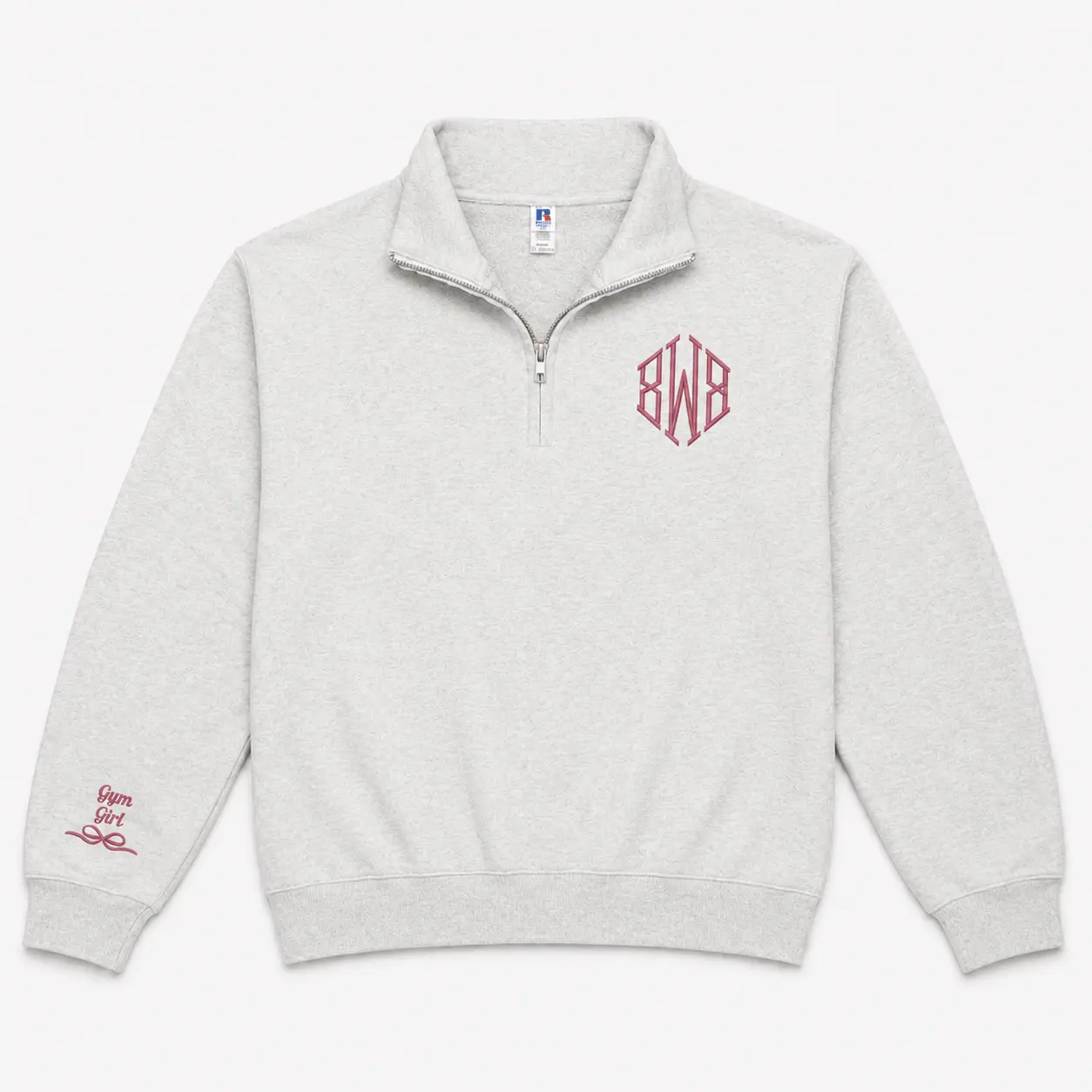 Embroidered Monogram Quarter Zip Sweatshirt, Personalized Initial Name Pullover, Custom Monogrammed Gift for Her, Gym Girl Sweatshirt, Christmas Gift, Gym Quarter Zip, Personalized Team Apparel