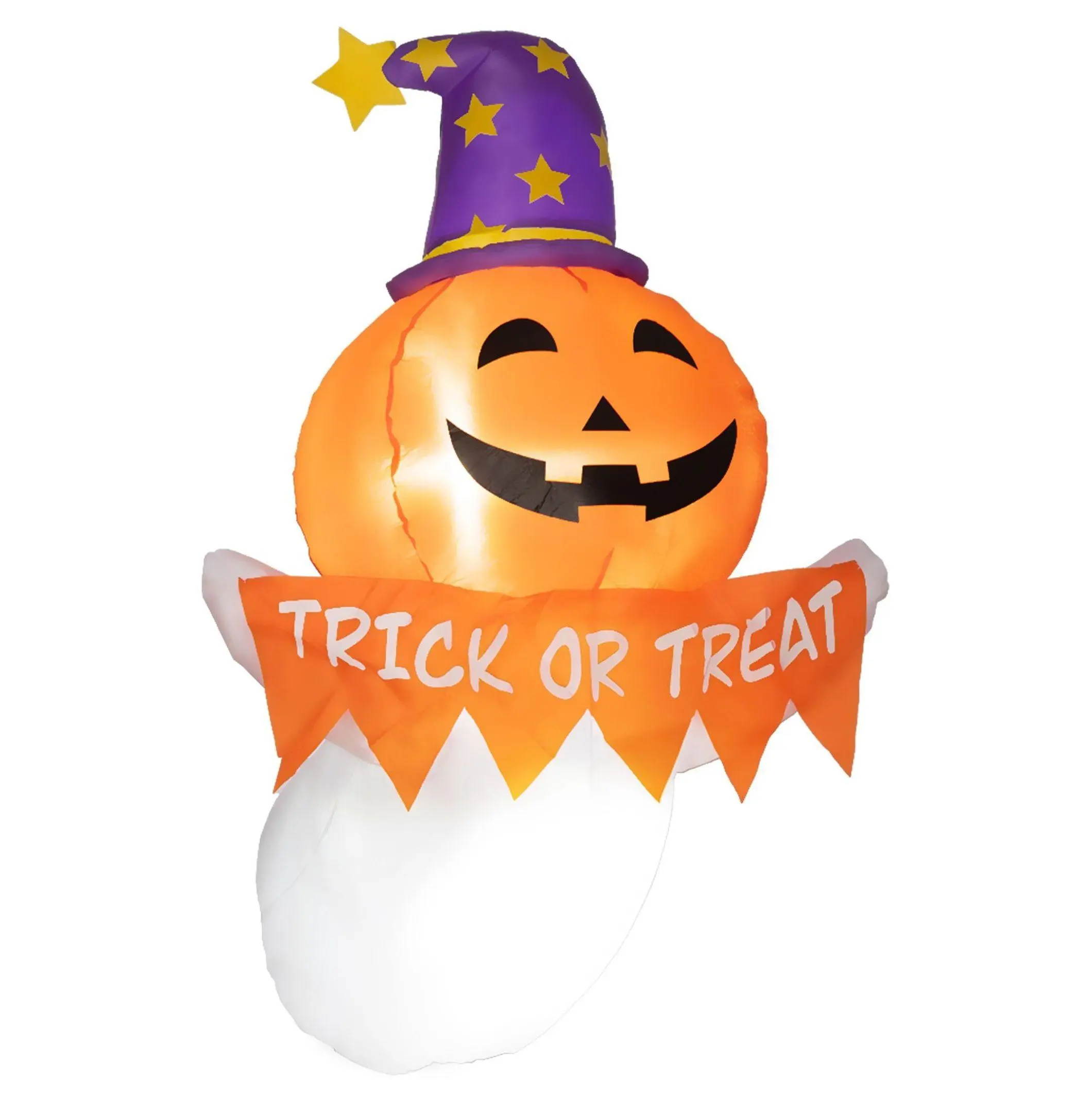 Inflatable Halloween Window Ghost - 3.4ft LED Blow Up Decoration, Outdoor Indoor Spooky Window Display with Suction Cups Orange