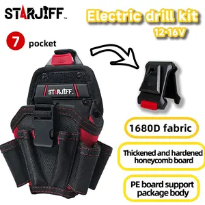 Starjiff Multifunctional Drill Tool Kit with Quick-Release Waist Buckle, 1680D Fabric, Suitable for Electricians, Carpenters, Construction Workers, Tool Bag, Convenient Tool Pockets