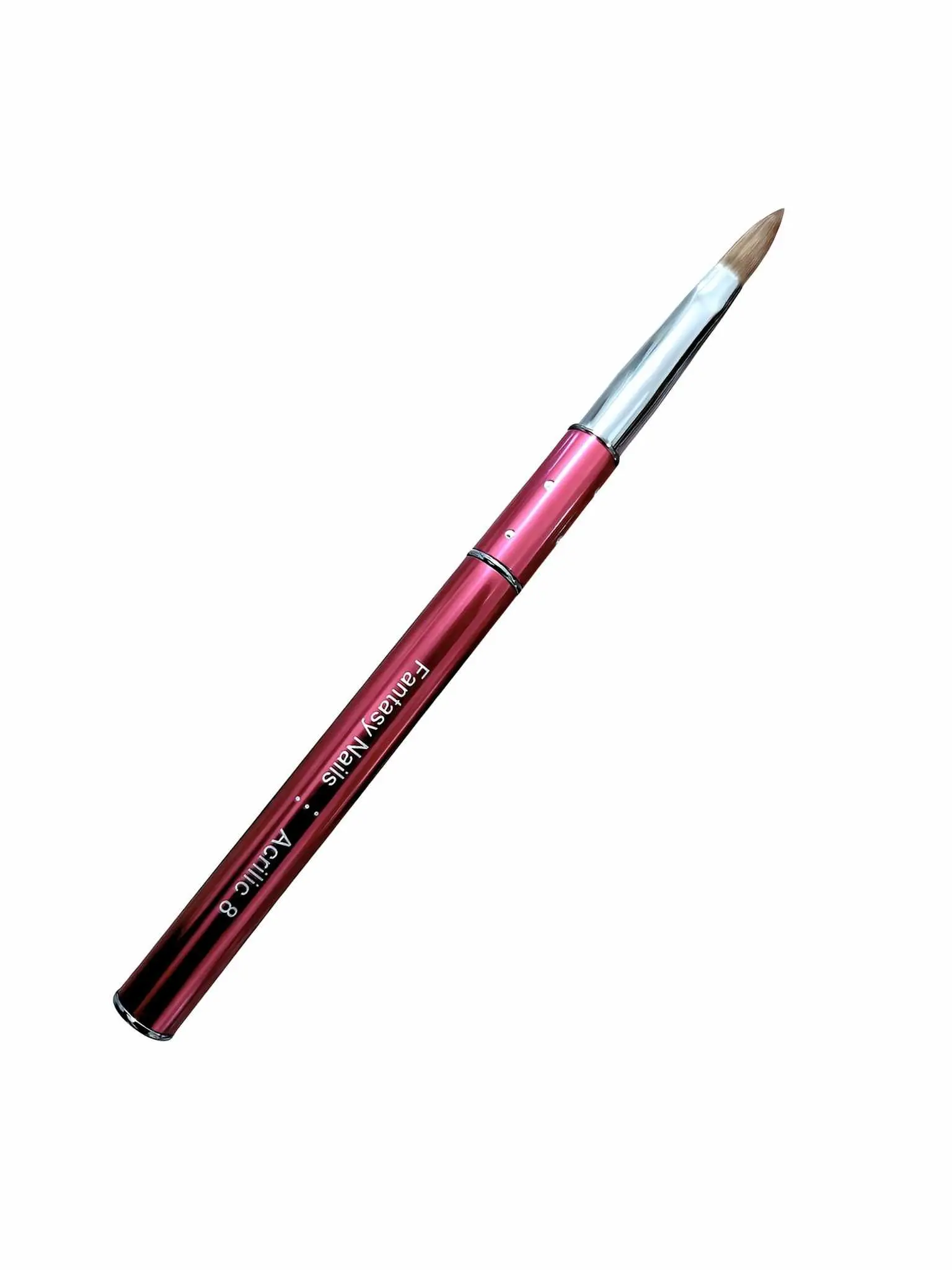 Fantasy Nails #8 Kolinsky Hair Acrylic Brush - Metal Brush with Aluminum Grip, Nail Care Tool for Adult Manicure & Cuticle Care, Handle, Nail Art
