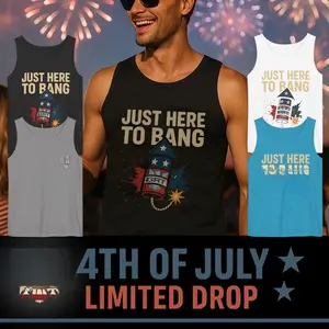 GRT Just Here To Bang Tank - 4th of July Limited Drop Casual Ultra Soft Garment Dyed Cotton Relaxed Fit Men's Top Menswear