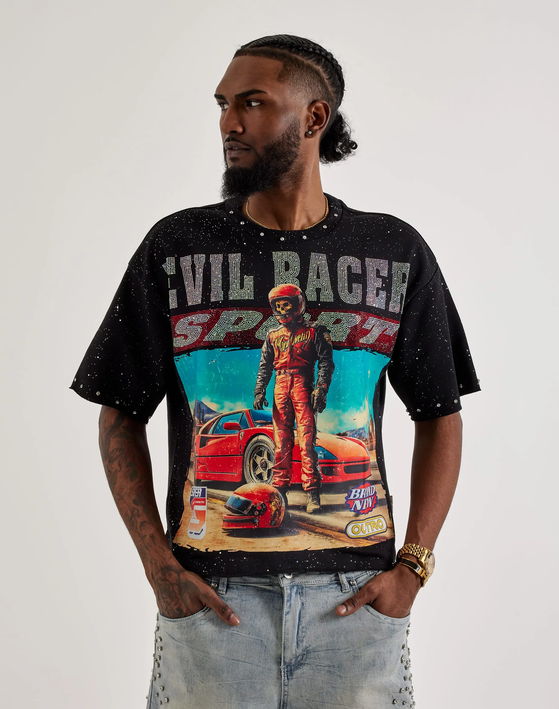 Mens BKYS Evil Racer Terry Cropped Tee