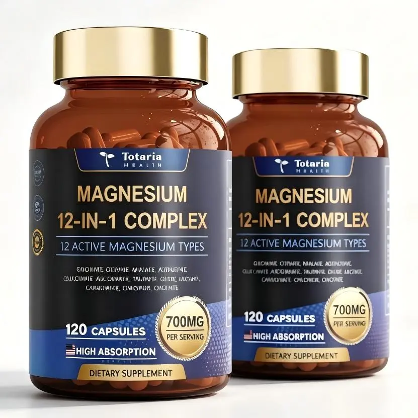 {BOGO}12-in-1 High-Strength Magnesium Complex 700mg - Complete Formula with Glycinate, Citrate, Malate, Oxide, Taurate, Aspartate & Orotate | Vegan Capsules | Promotes Muscle Comfort, Heart Wellness & Calm Relaxation Daily