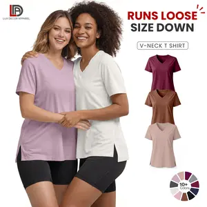 Women’s Plus Size V-Neck T-Shirt (1/3 Pack) – Soft Lightweight Short Sleeve Basic Tee, Breathable Loose Fit Casual Top for Everyday & Fall Layering (Size Down for Best Fit)