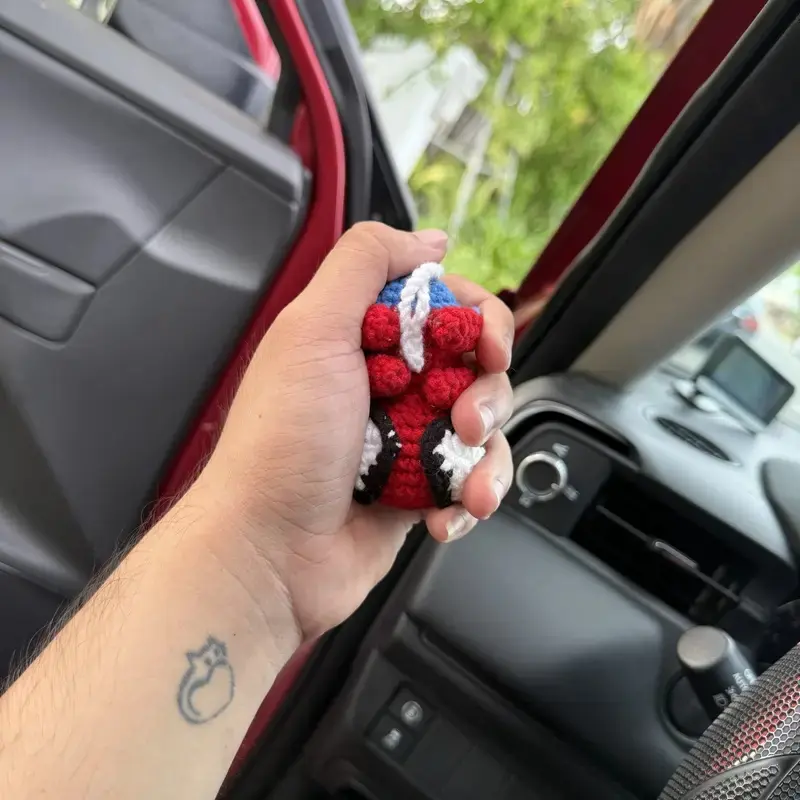 Handmade Cute Crochet Rearview Mirror Hanger - Yarn Plush Ornament, Car Trinkets, Auto Accessories, Whimsical Gifts for Room Decor, Bookshelf, Cars, Car Decor