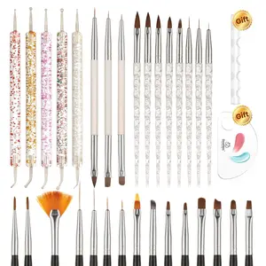 Beetles 31pcs Nail Art Brushes, Nail Dotting Tools, Nail Drawing Pens, Nail Dust Brush, Striping Nail Art Liner Brushes, Nail Art Pens with Nail Brush Holder All in One for Starter Nail Art Design