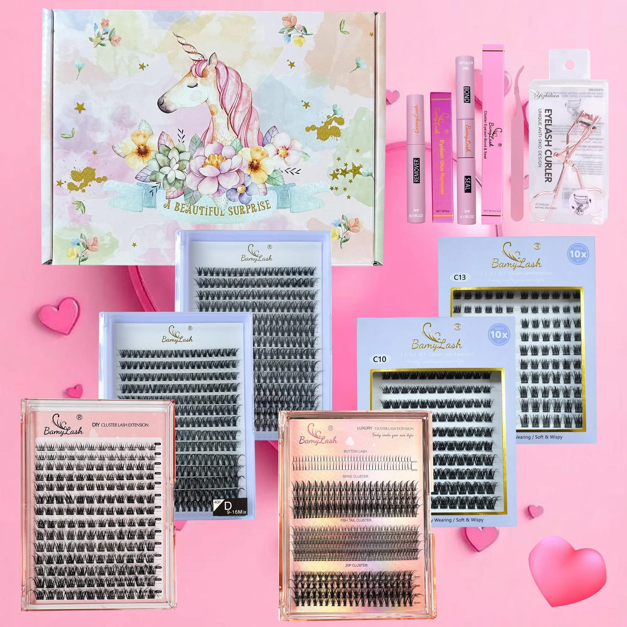 False Eyelashes Kit, DIY Eyelash Extensions, DIY Dramatic Lashes, DIY Volume Eyelashes, Easy DIY Eyelashes, 1 Set Mixed Length Individual False Eyelashes & Glue & Glue Remover & Tweezers, Eye Makeup Enhancement Tool for Women, Cosmetic