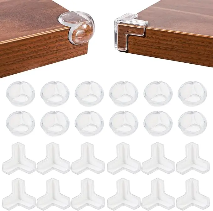 24 Pack Corner Guards for Baby Proofing Clear Corner Protectors for Baby Table Corner Protectors Furniture Edge & Corner Guards Soft Silicone Baby Proof Corner Protectors for Sharp Furniture Tables Cabinets & Countertops