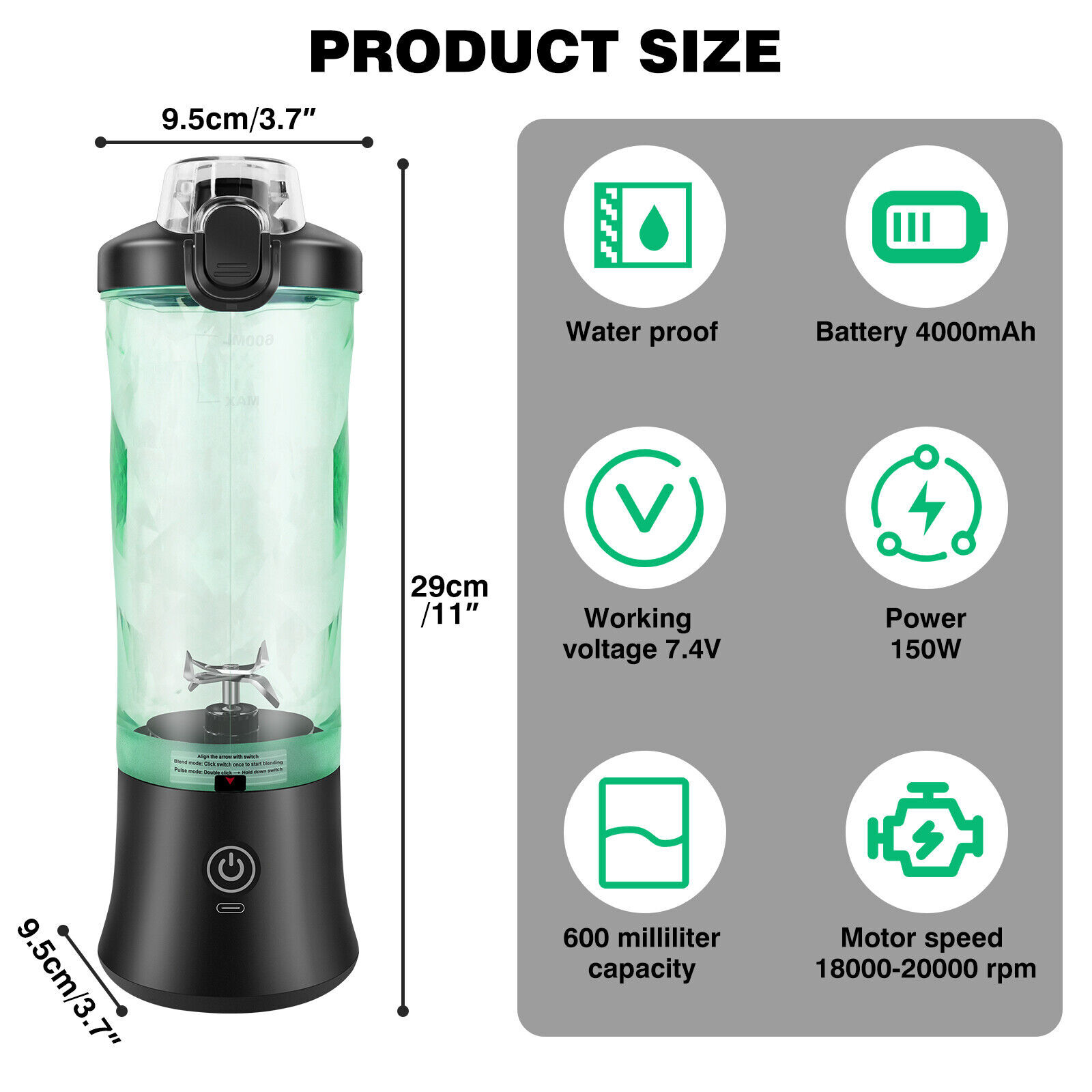 600ML Portable Blender Personal Blender For Shakes Smoothie Maker Fruit Juicer