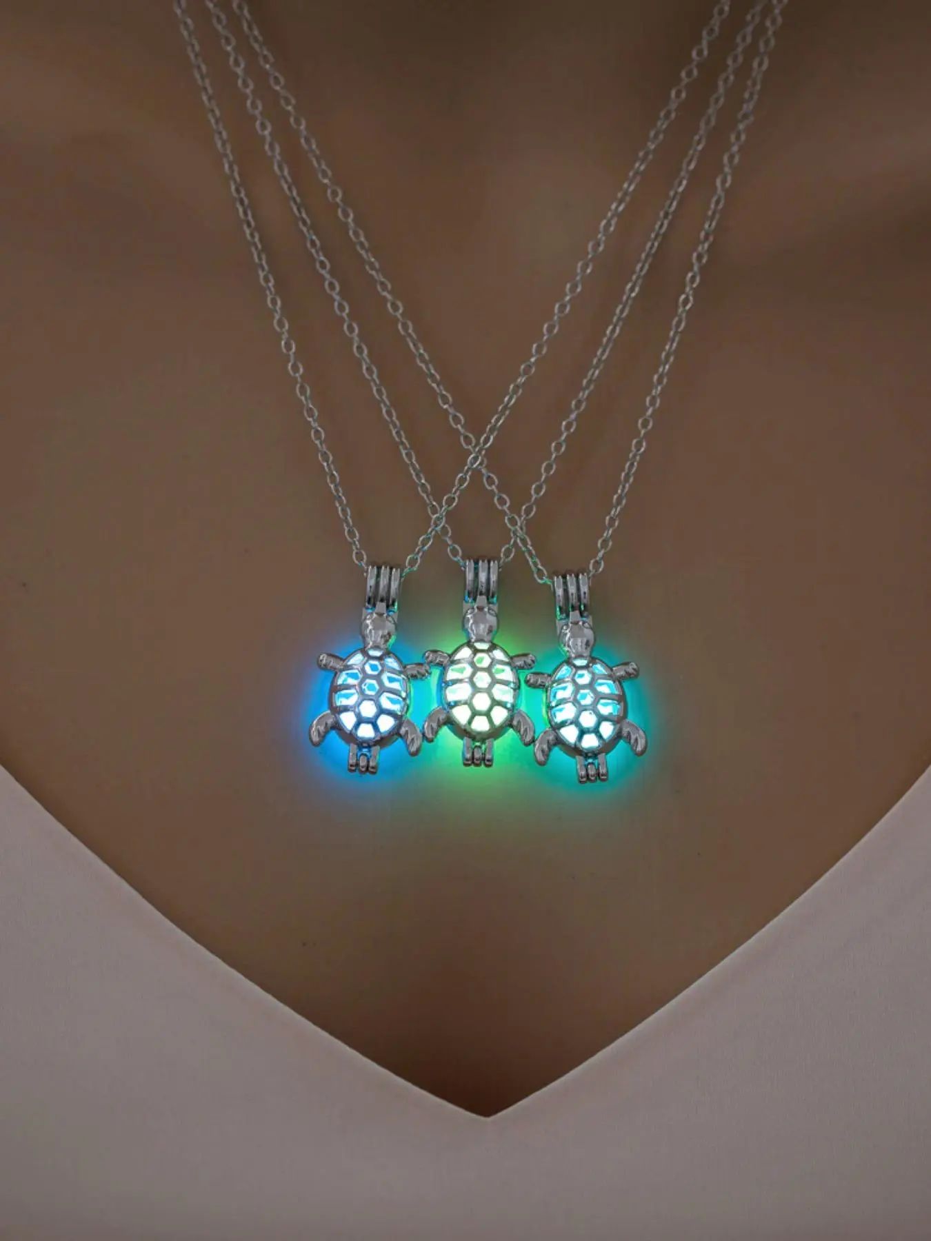 Glow in The Dark Turtle Design Pendant Necklace, Fashionable Adjustable Daily Wear Necklace for Women & Girls, Trendy All-match & Exquisite Jewelry for Birthday Gift