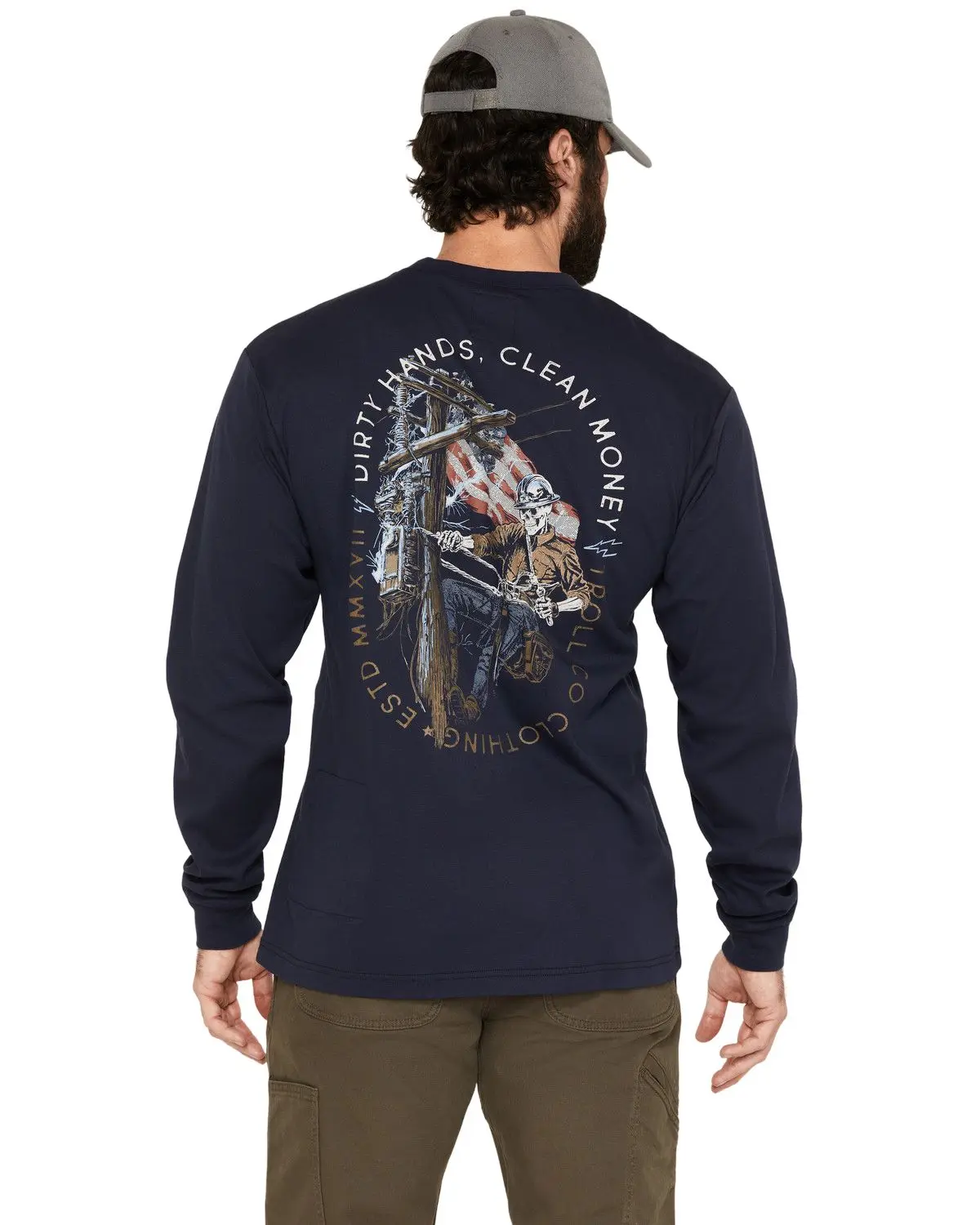 Troll Co Men's Men'S Fr Lineman Long Sleeve Graphic Work T-Shirt - Tc3475