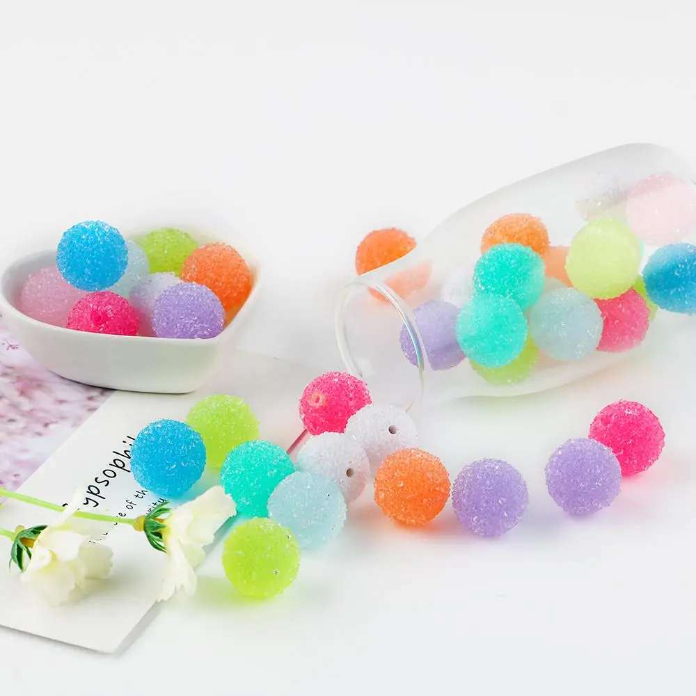 Random Color Resin Beads, 20pcs/set Round Acrylic Bead, Acrylic Beads Mix, DIY Beading Accessories, DIY Jewelry Making Supplies for Bracelet Necklace Earrings Pendant, Beaded Set