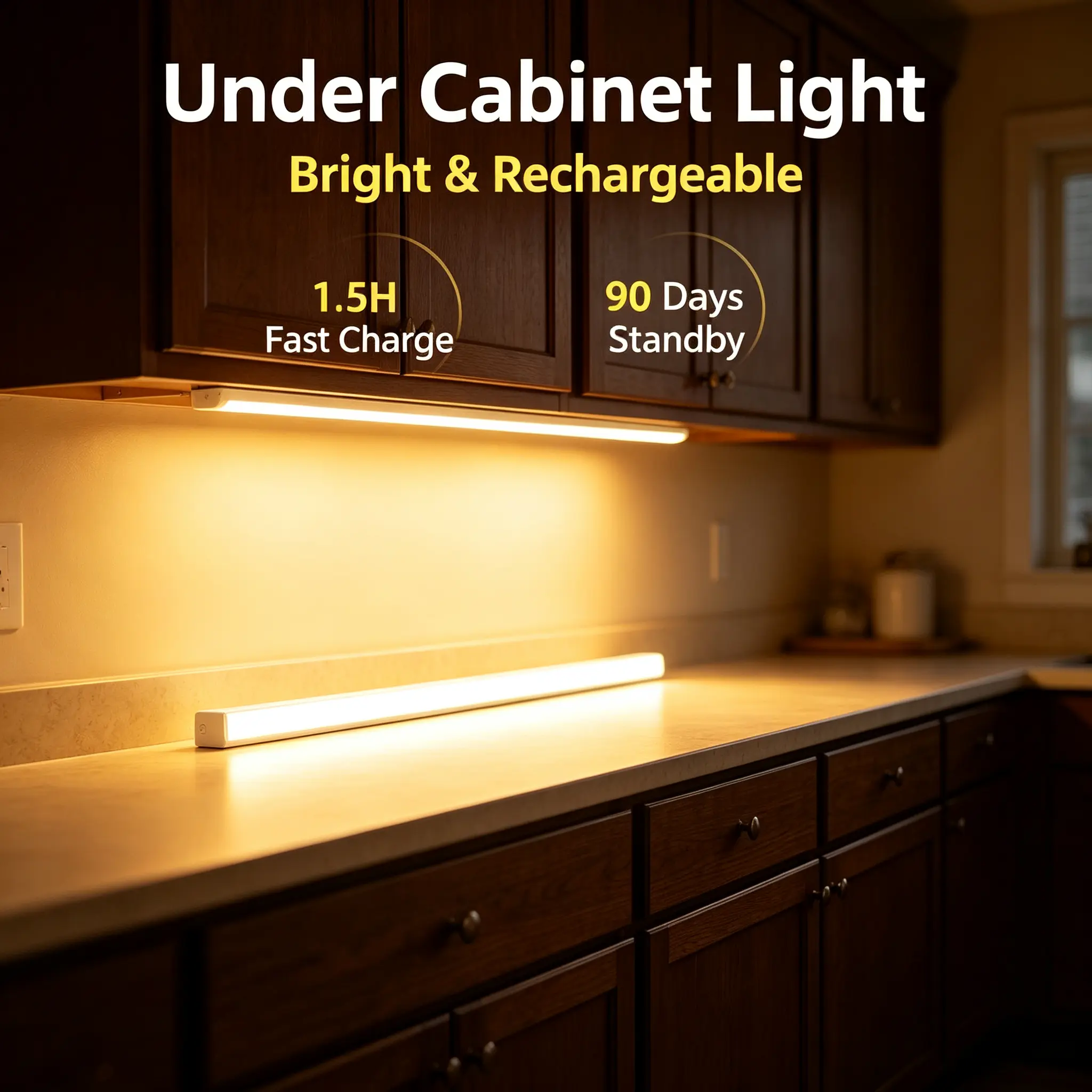 12-Inch Under-Cabinet LED Lights, Hand Wave Control, 4000K Natural White, Dimmable Plug-and-Play Indoor Lighting for Kitchen Cabinets, Closets