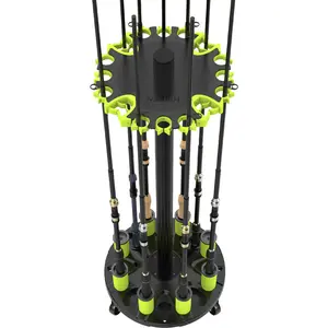 Hikeen Rolling Fishing Rod Rack, Fishing Pole Holder for Garage, Holds Up to 20 Rods or Combos, Portable Fishing Gear Storage Organizer with Wheels, Perfect Fishing Gifts for Men