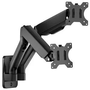 monTek Monitor Wall Mount for 17 to 32 inch Flat/Curved Screens, Each Holds to 19.8 lbs, Full Motion Adjustable Mechanical Spring Monitor Arm, 75x75/100x100 VESA Wall Mount, Black