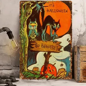 Vintage Halloween Metal Sign DIY Decor For Home Office And More With Easy Hang Design Perfect Gift For Holidays And Special Events