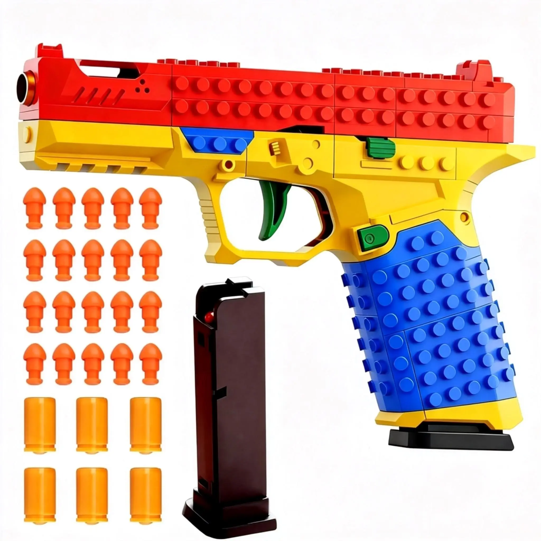 Tactical DIY Building Block Handle Set - Multiplayer Strategy Collaborative Toy ，Essential Blasters Squirt Guns，Shooting Game for Outdoor Team Activities & Festival Gift