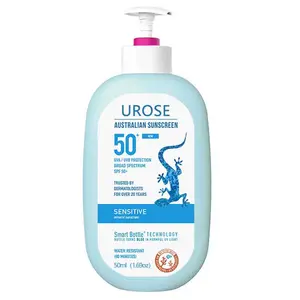UROSE Sensitive Mineral Sunscreen with Zinc Oxide, SPF 50+, Water Resistant, UVA/UVB Protection with Smart Bottle Technology - Fragrance Free, 1.69 oz
