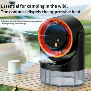 USB Table Fan with Humidifier, LED Display, 100 Speeds, Wall-Mountable, Quiet, Fast Cooling, Ideal for Living Room, Kitchen, Office, Upgraded Camping Fan
