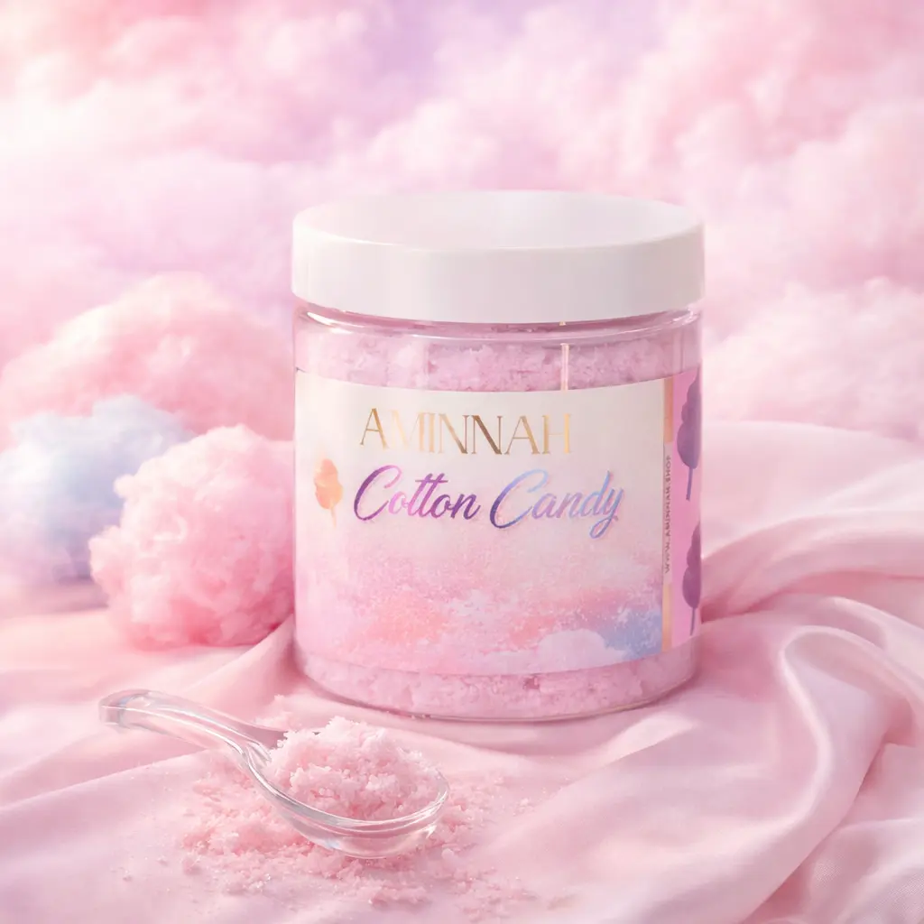 Cotton Candy Hydrating Sugar Scrub for Glowing Soft Skin, Reduces Redness, Exfoliates, and Renews