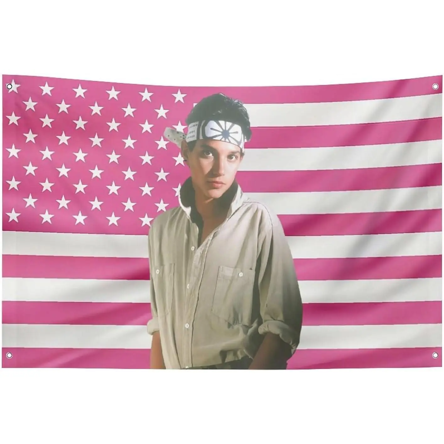 AETHVCD Smooth Stars and Stripes Ralph Macchio Star Print Blush Pink Wall Tapestry - 90in x 60in Synthetic Anti-Pilling Machine Washable Portable Home Decor, College Dorm Room Art Merch Gift