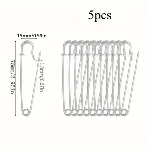 5 Safety Pins, Heavy Duty Blanket Pins 7 Sizes Of Stainless Steel Snap Lock Pins For Fashion DIY, Sewing, Quilting, Blankets, Upholstery And Craft, Sewing Tools, Sturdy And Versatile Sewing Accessories