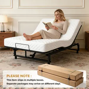 Adjustable Bed Base Frame Queen Bed Frame with Head and Foot Incline Wireless Remote 4 Ports USB, Under-Bed Nightlights, Zero Gravity Quiet Motor Black Queen