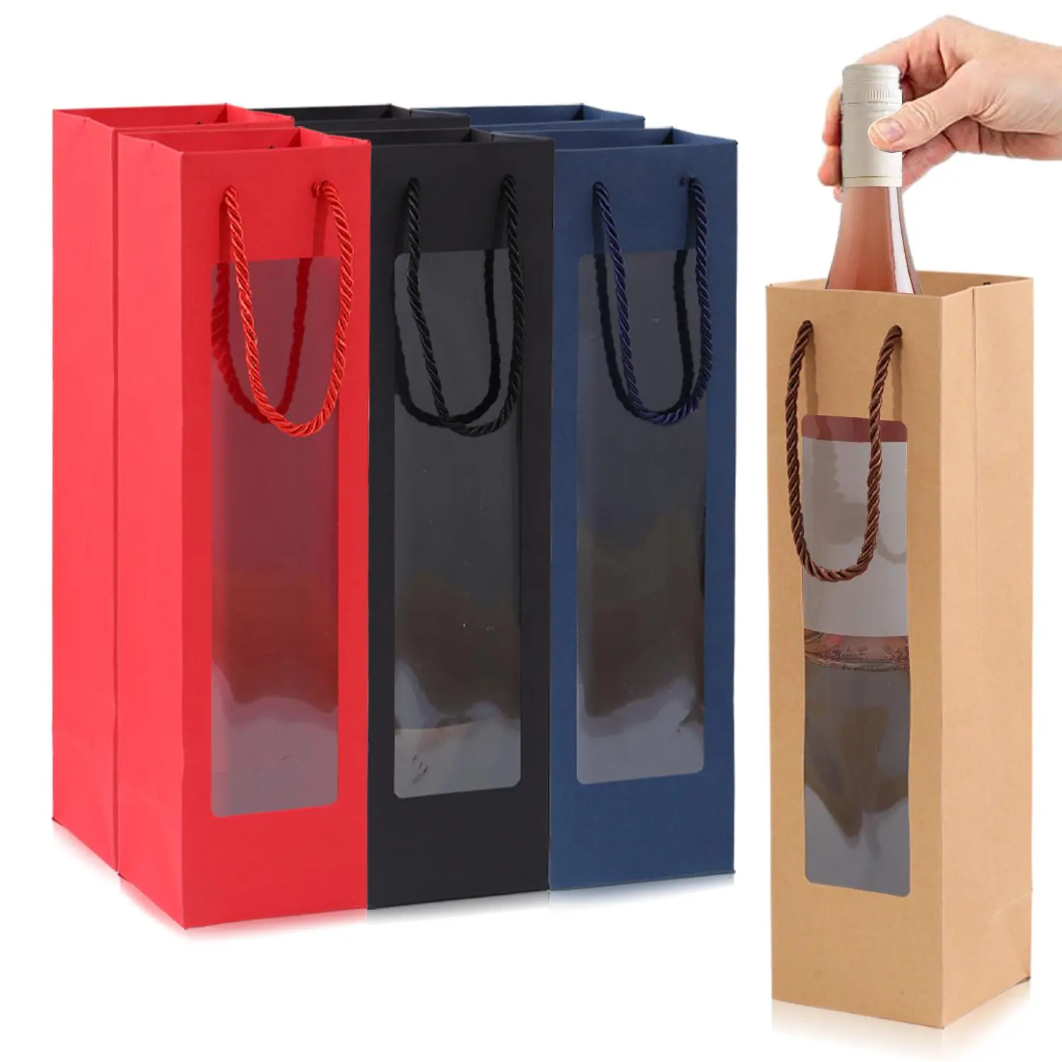 Wine Bag, 8 Counts/set Wine Gift Bag with Handle, Wine Bottle Bag, Gift Wrap Bags for Wedding, Party, Festival, Party Supplies