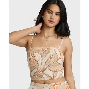 BILLABONG Women's Tropic Breeze Woven Tank, Smocked Back, Beach Everyday Casual
