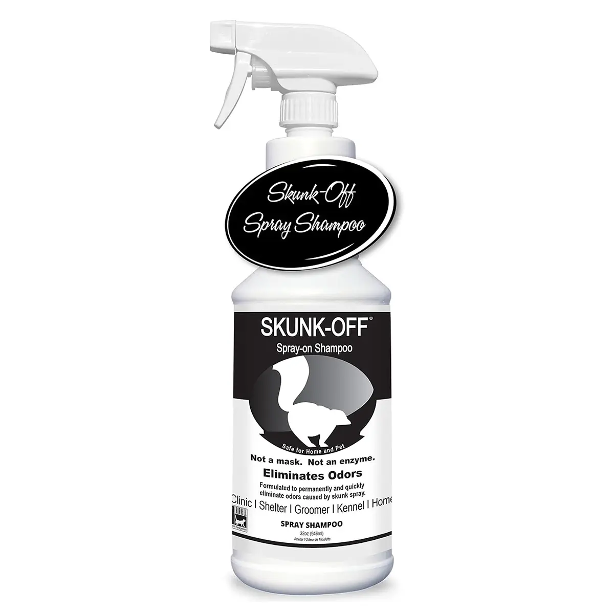 Skunk-Off Shampoo (32oz) Safe for Head & Face – Spray Skunk Odor Remover for Dogs, Cats, Home, Carpet, Car – 32 oz