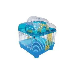 212 MAIN 10 in. Clear Plastic Hamster-Mouse Cage, Blue Small Animal Habitat, Compact