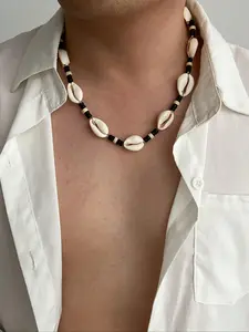 Men's Boho Style Shell Decor Beaded Necklace, Vintage Retro Trendy Necklace, Fashion Jewelry for Party, Daily Decor, Trendy All-match & Exquisite Jewelry for Birthday Gift