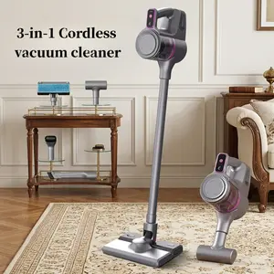 3-in-1 Cordless Upright Vacuum & Mop Combo, 15000Pa Strong Suction Potable Handheld Vacuum for Pet Hair, Mite Remover with Interchangeable Heads, Whole-Home Clean, Gray,Purple