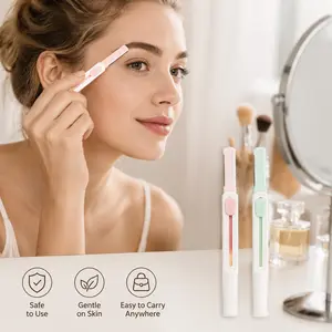 2 Pieces, mixed color retractable eyebrow razor, stainless steel blade, non-slip grip, telescopic design for precise facial eyebrow trimming daily use