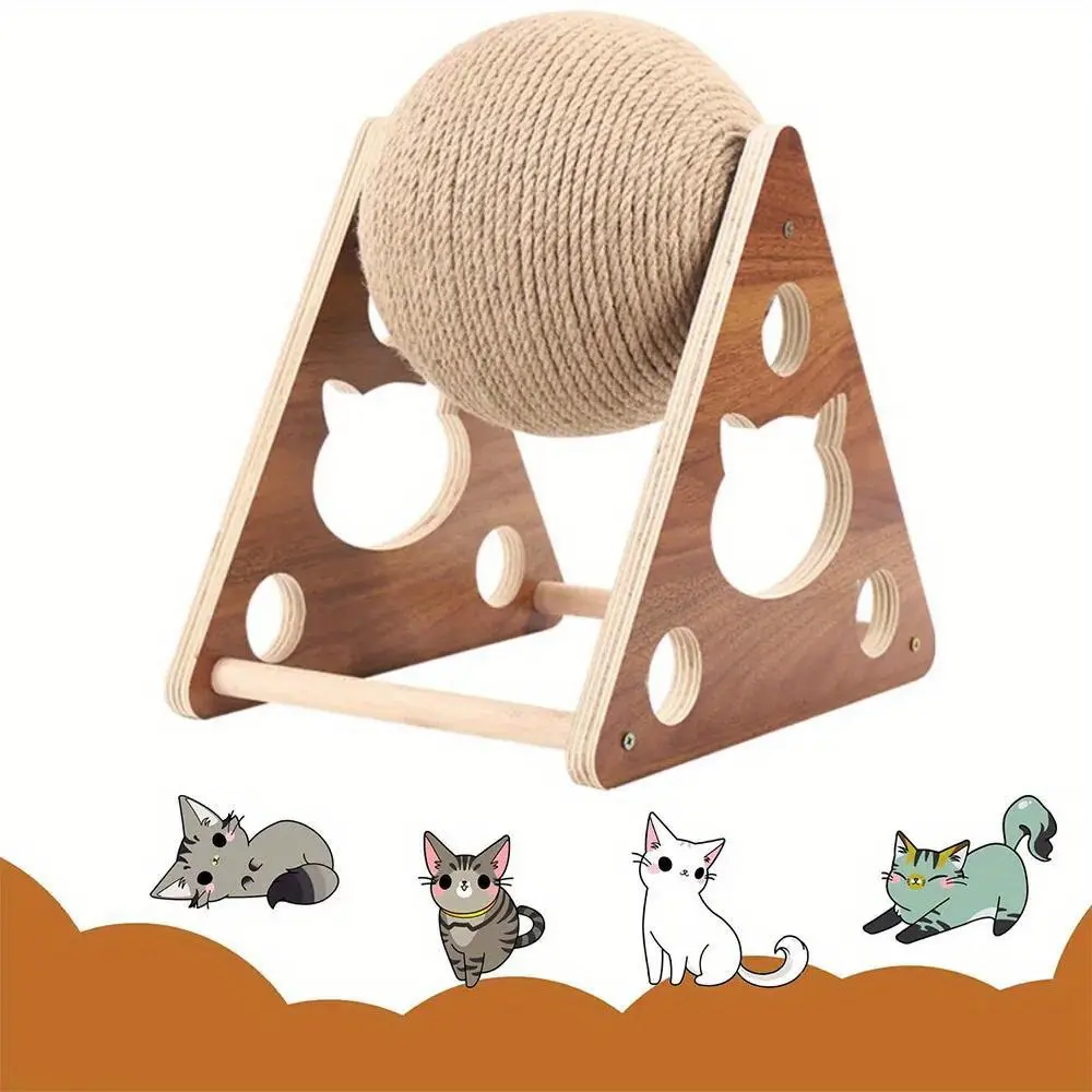 Natural Sisal Cat Scratching Ball Wear Resistant Pet Claw Care Toy Durable Cat Scratcher Accessory Safe Interactive Play Tool Relieve Kitten Stress And Grind Nails Practical Daily Entertainment Supplies For All Indoor Cats