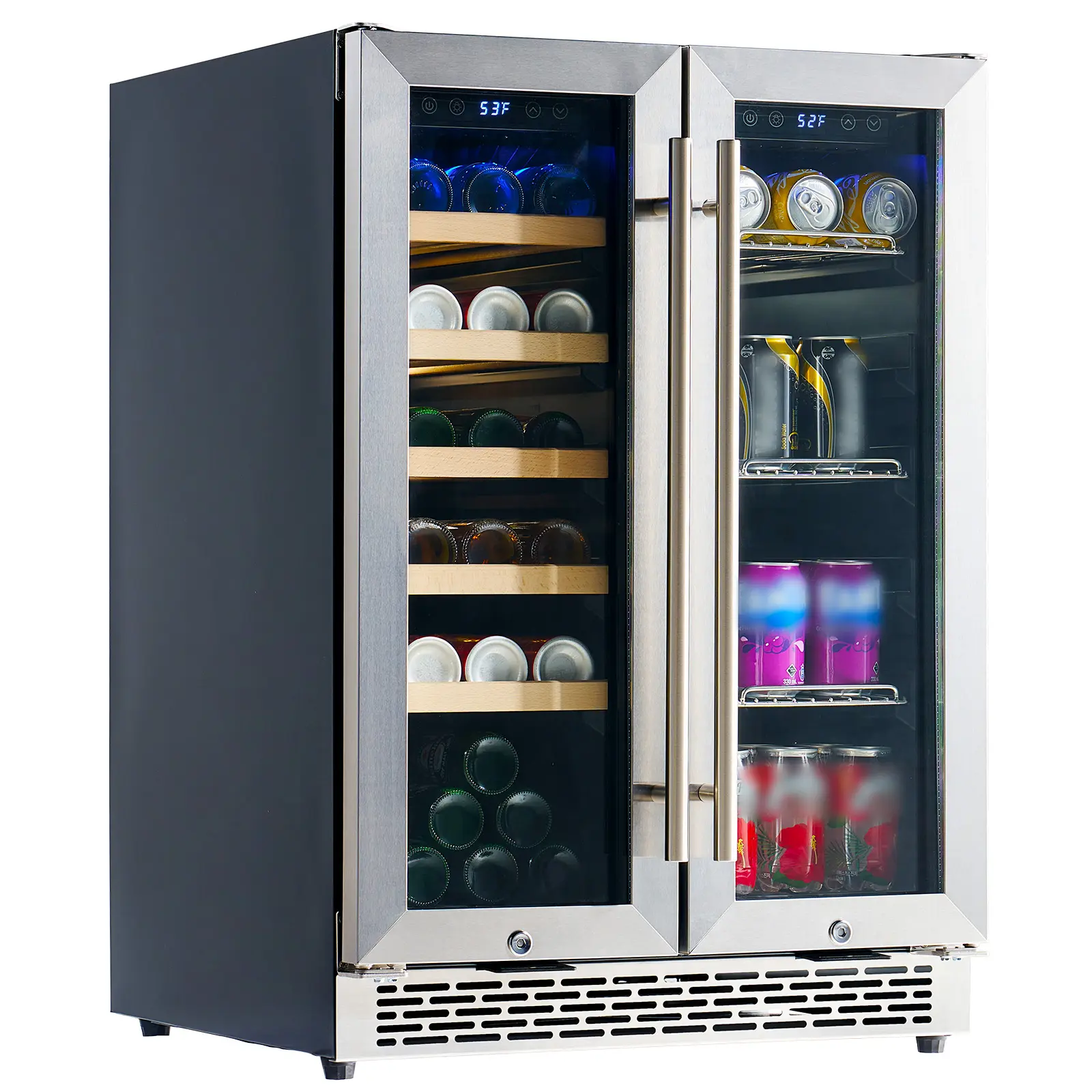 [SummerSale] AMERLIFE Beverage Refrigerator-24 In fridge with Glass Door, Adjustable Shelves and LED Touch Panel, Under Counter Design for Wine Beer, Built-In or Freestanding Use