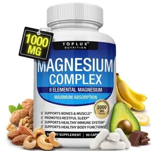 Nutrition Magnesium Complex 1000mg 90 Capsules 7 Elemental Sources Malate Taurate Chelated for Bone Muscle Sleep Immune Support Easy Absorption Fitness Dietary Supplement - Mineral, Healthcare