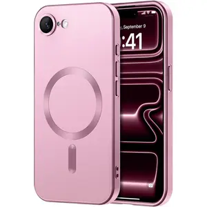 Magnetic for iPhone 16e SE4 7 8 SE2/SE3 7Plus 8Plus Cellphone Case [Compatible with Magsafe] [Full Camera Protection] Cute Slim Shockproof Protective Bumper Tpu Soft Shell Soft Silicone Matte Metallic Lustre Phone Case Cover Smartphone