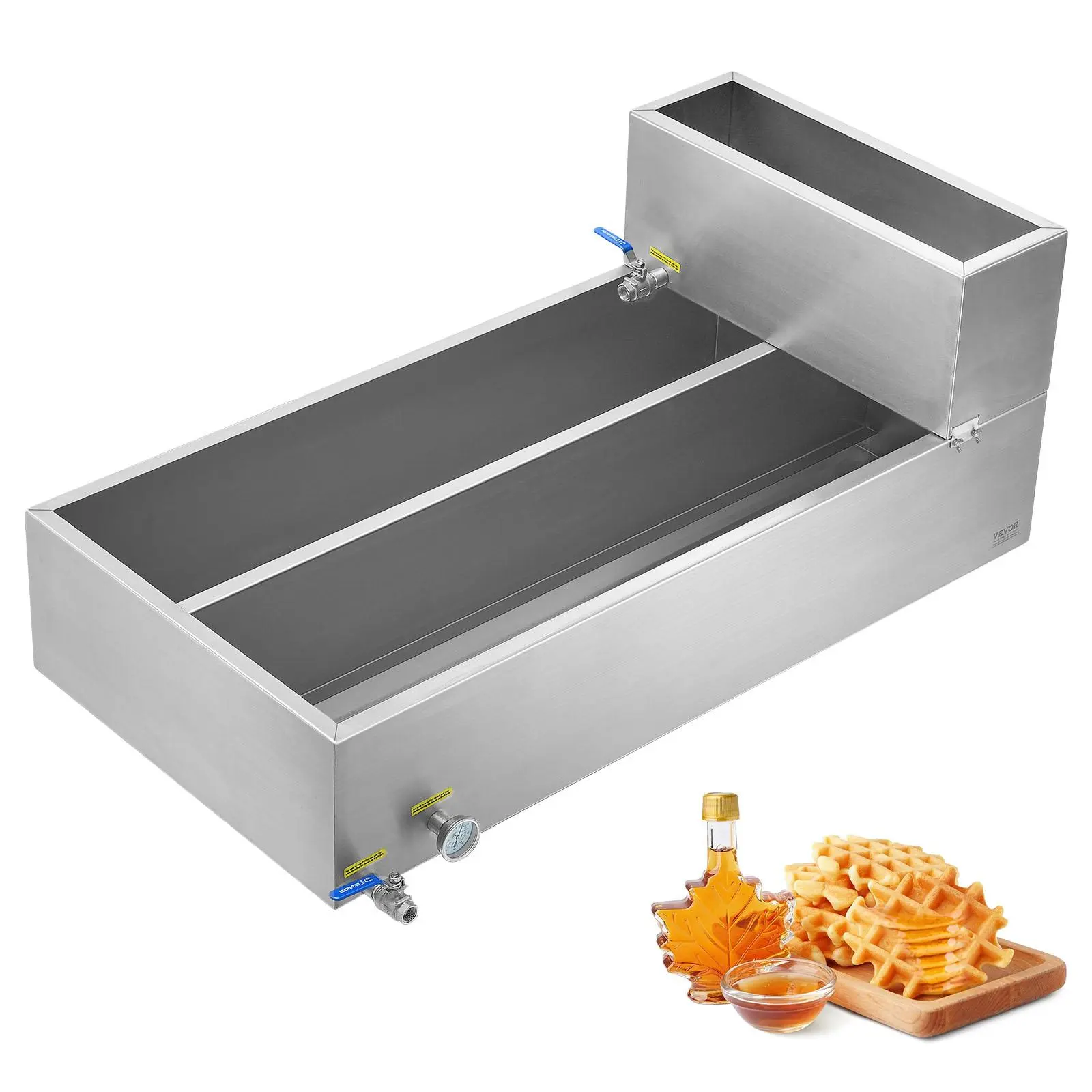 VEVOR Maple Syrup Evaporator Pan,  47 Gallon, 683 Cups of 8.8oz Maple Syrup, Flat Evaporator Pan with Thermometer, 2 Valves and 3 Heating Methods, 304 Stainless Steel Maple Syrup Pan for Home, Outdoor