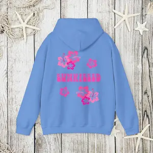 Sunkissed Hoodie, Coconut Girl Aesthetic Hooded Sweatshirt, Trendy Summer Beach Surf Hoodies, Hibiscus Flower, Back Print Y2K Tumblr Hoodie