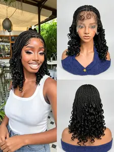 14-Inch Full Lace Braided Wig for Women, Synthetic Braided Lace, Elegant Braided Texture, High-End Breathable Heat-Resistant Material, All Seasons Wear