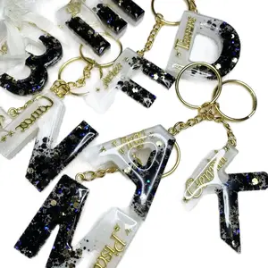 Resin Keychains - Decorative Keychain with Letter "M" & "N" - Gold Finish, Includes Link, Versatile Design