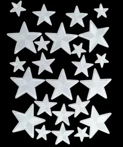 GUYI 24 Pieces Star Iron on Patches, Star Embroidered Patch for Clothing, T-Shirt, Backpacks, Hats, Jeans, Jackets (White)