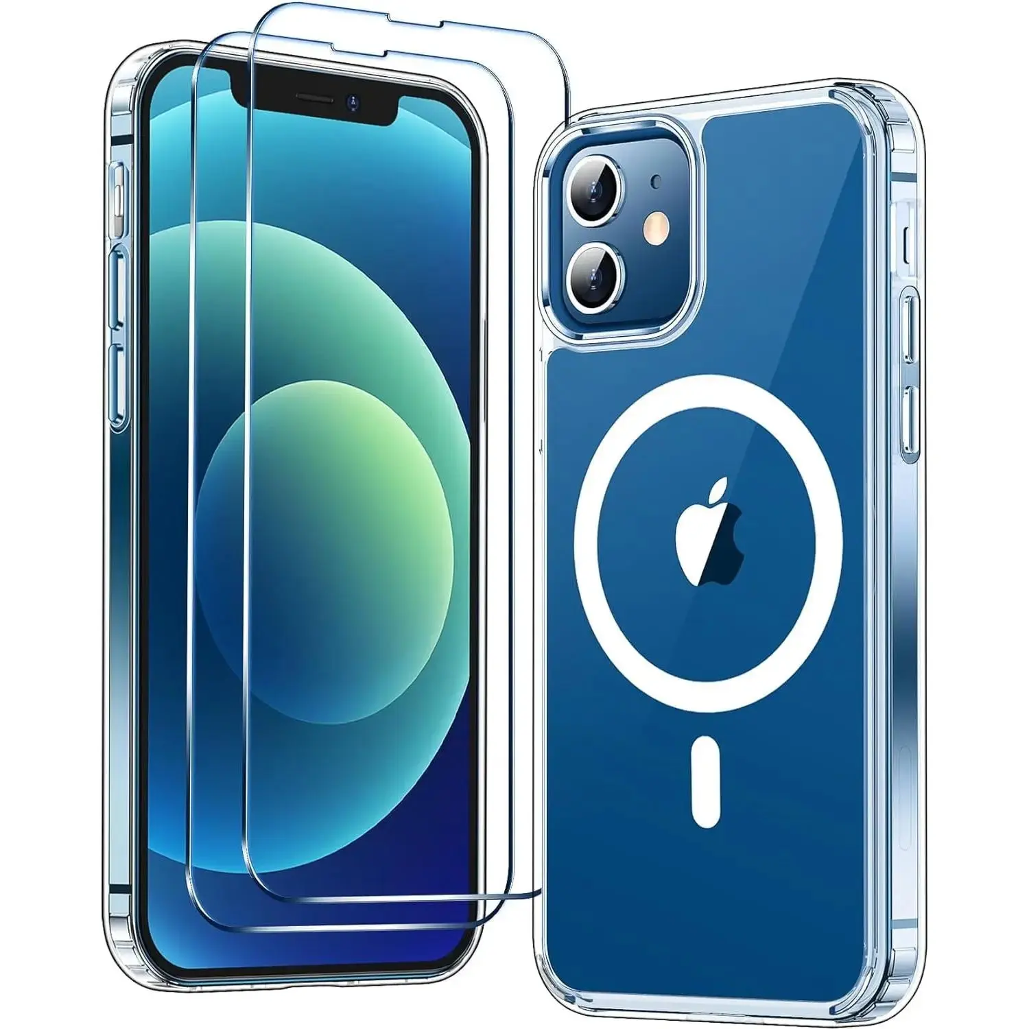 Entronix Case Magnetic Clear Case Designed for Apple iPhone 11 with 2 Tempered Glass, Shockproof Transparent Crystal Cover Protection Protective Automatic Wireless