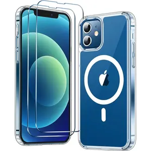 Entronix Case Magnetic Clear Case Designed for Apple iPhone 11 with 2 Tempered Glass, Shockproof Transparent Crystal Cover Protection Protective Automatic Wireless