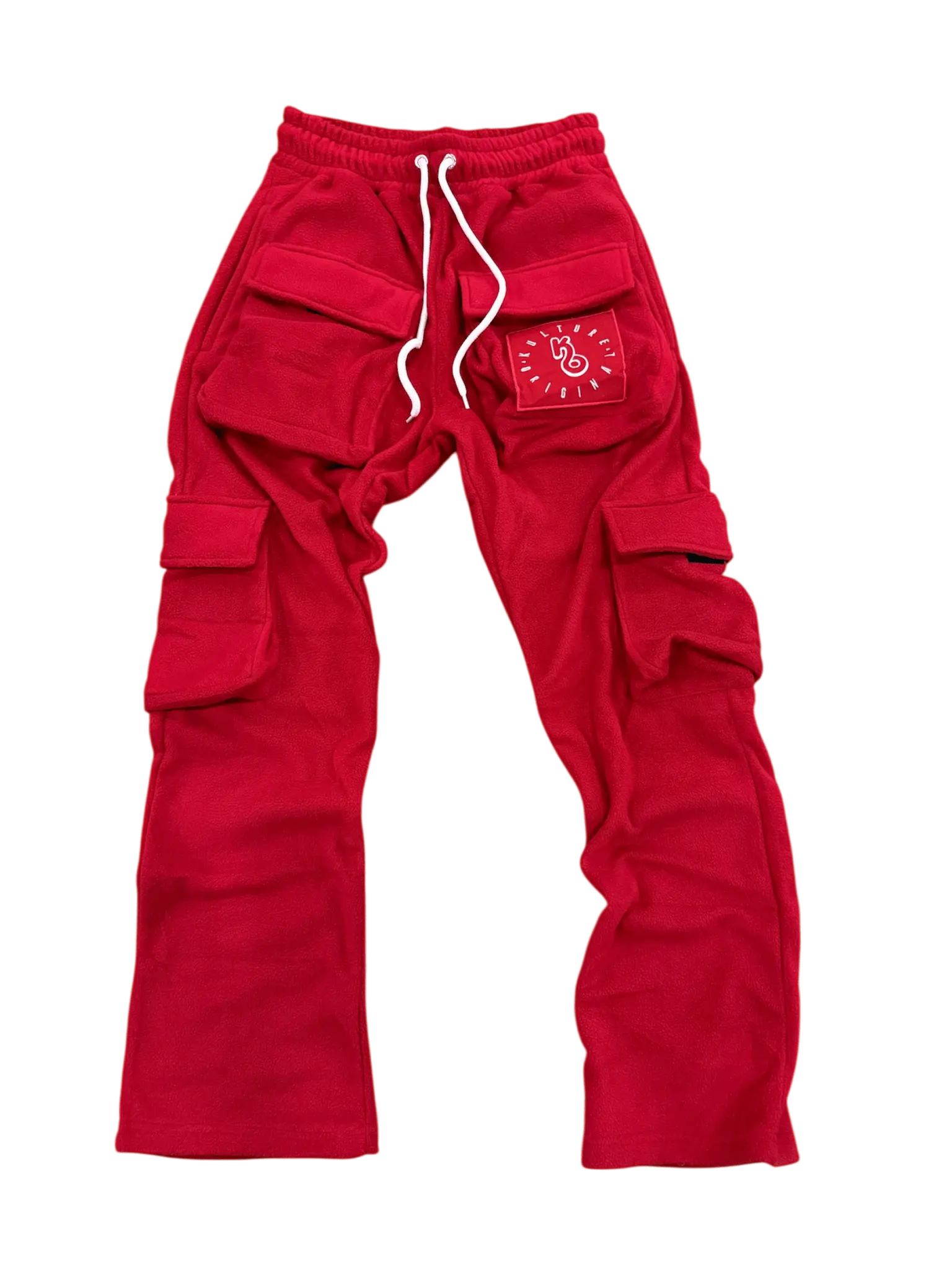 Red Cargo Stacked Sweatpants