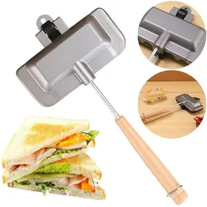 Removable Sandwich Baking Tray Kitchen Double SidedSkillet Toast Bread Baking Pan Cookware Thermal Aluminium