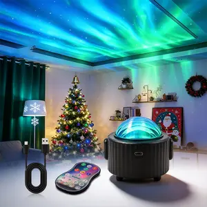 GOLDACE 16-Color Music-Synced LED Projector Lamp - Remote Control, Audio Compatibility, Low Power Consumption, Ocean Wave & 3D Water Ripple Scenes - Bedroom Lights for Romantic Parties & Holiday Decor