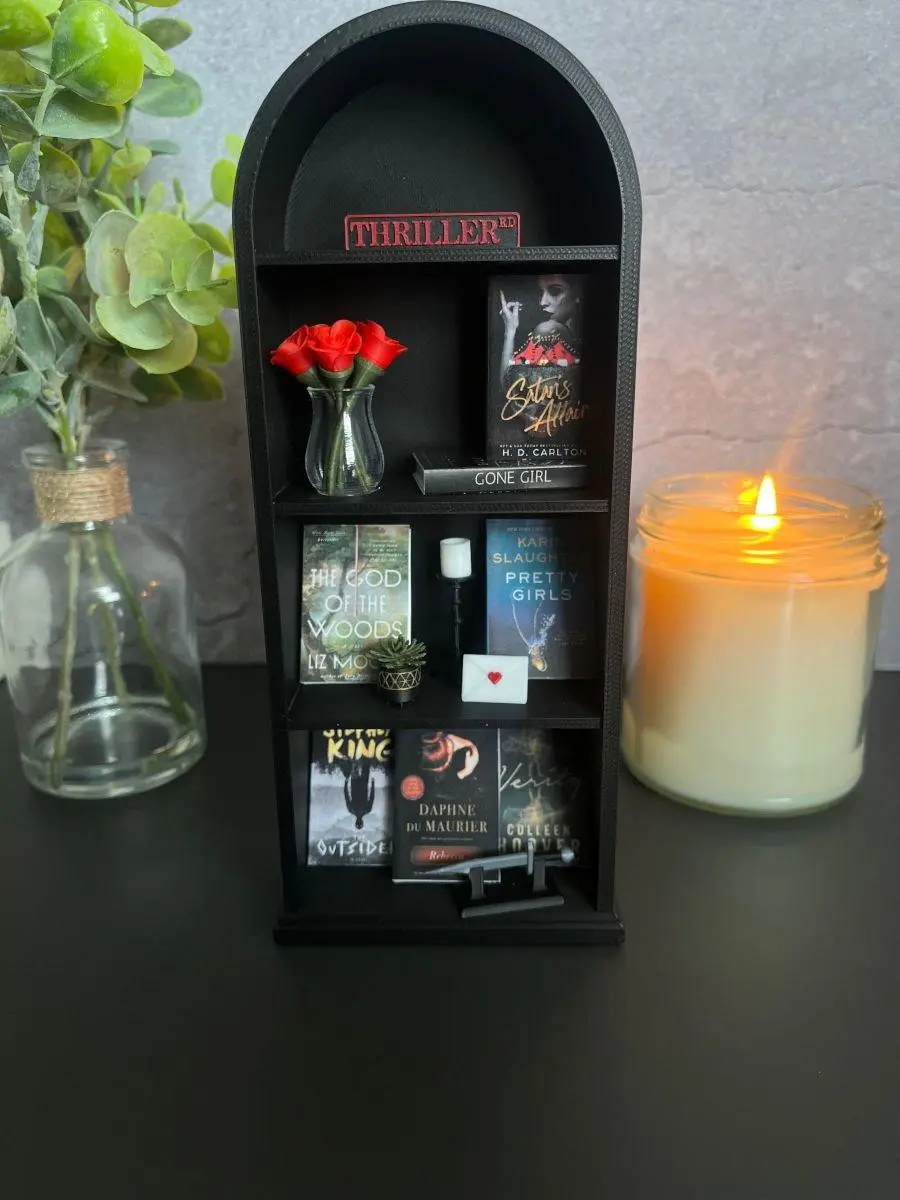 Rounded Mini Bookshelf Bundle Decor Gift with 7-10 Surprise Mini Books Accessory Kit Customizable Color and Genre Perfect for Book Lovers and Bookworms