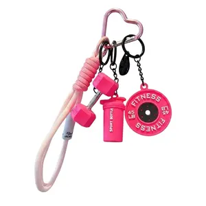 Workout-Themed Mini Equipment Keychain Set - Trendy Accessory for Fitness Lovers’ Bags & Keys - Charming Daily Carry Keychain for Gym Enthusiasts - Practical Gift Accessory for Trendy Daily Looks